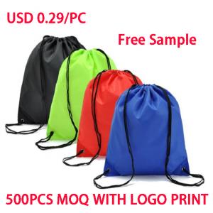 Event Meetings and Activities Print Logo Backpack 210D PolyesterDrawstring Backpacks Bulk String Bag Cinch Sack Pack Storage Knapsack Polyester Gift Bags Sports Drawstring Bags for Trip Gym Party Bags